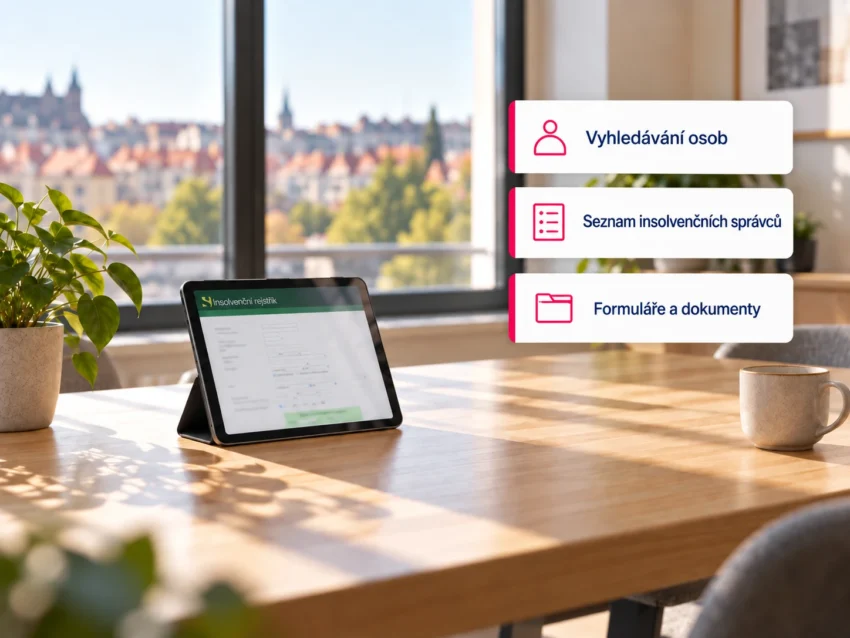 Jak vyhledat osobu v insolvenčním rejstříku — formulář otevřený v notebooku